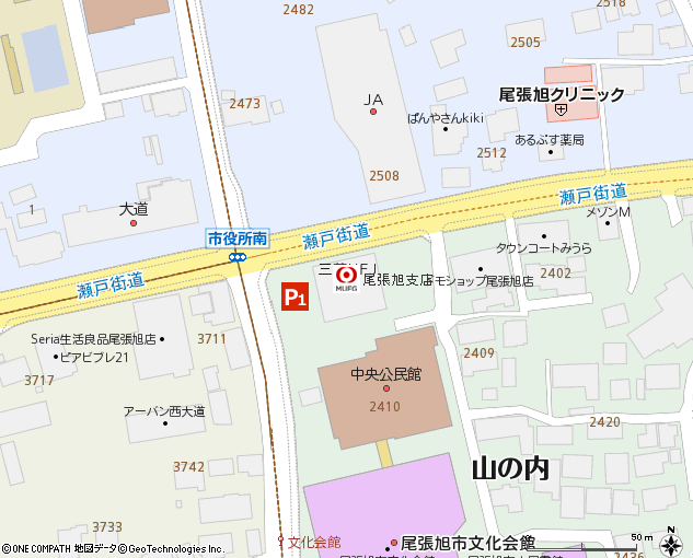 尾張旭支店付近の地図